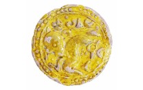 فخار او خزف  اسلامي رائع مزجج باللون الاصفر بين القرنين 4-8 هـ 