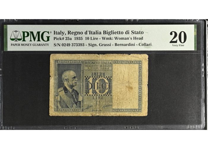 10 ليرة ايطاليا 1935 م ( مقيمة PMG ) - 3514 -