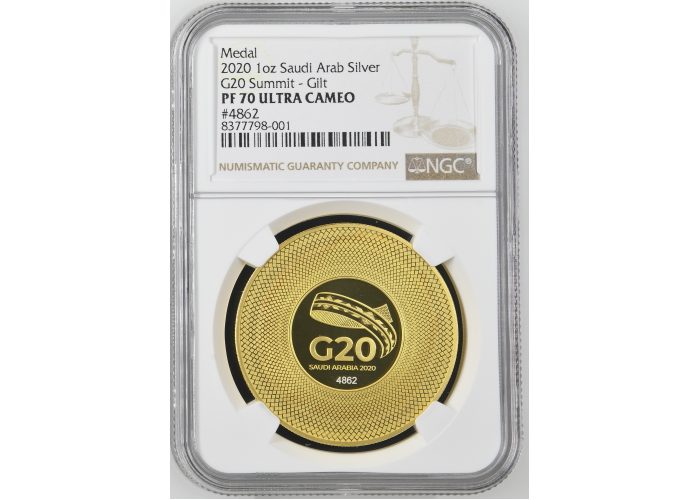 ميدالية سعودية قمة G20 ( مقيمة NGC 70 Top Pop ) - 3606 -