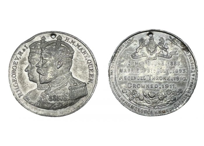 ميدالية انجليزية فضة الملك جورج الخامس والملكة ماري 1911م - 2676 -